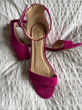 Fuchsia Ankle-Strap Block Heel Sandals